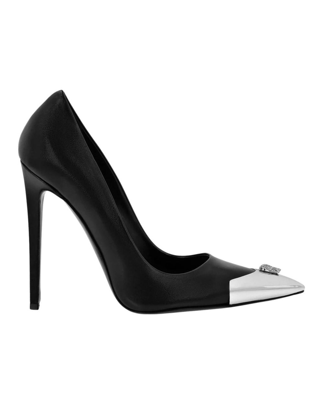 Philipp Plein Schoenen ,Zwart ,Leer Leren Decolleté Hoge Hakken Skull Strass in het Black