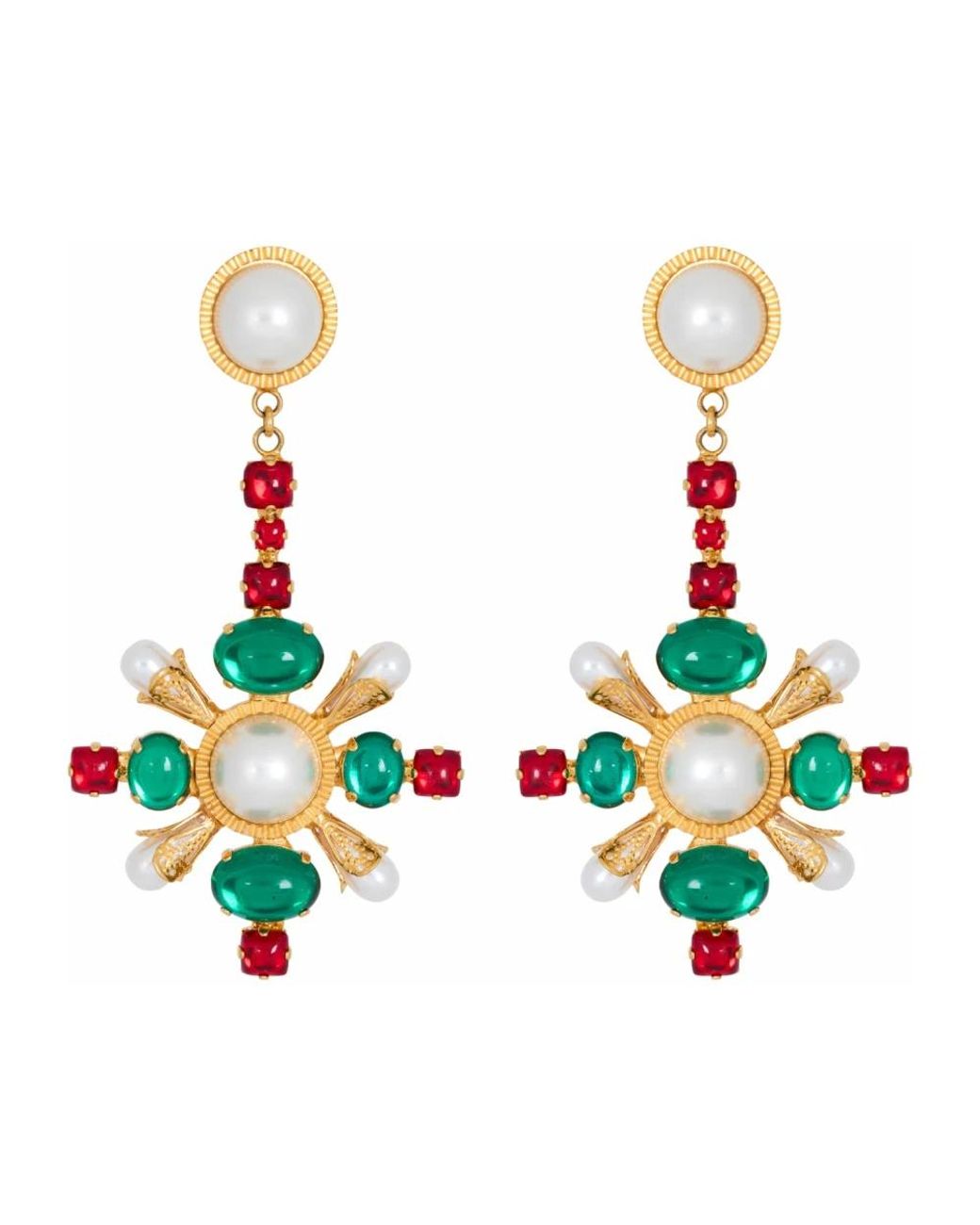 Balmain Accessoires ,Veelkleurig ,Barok Hanger Oorbellen in het Green
