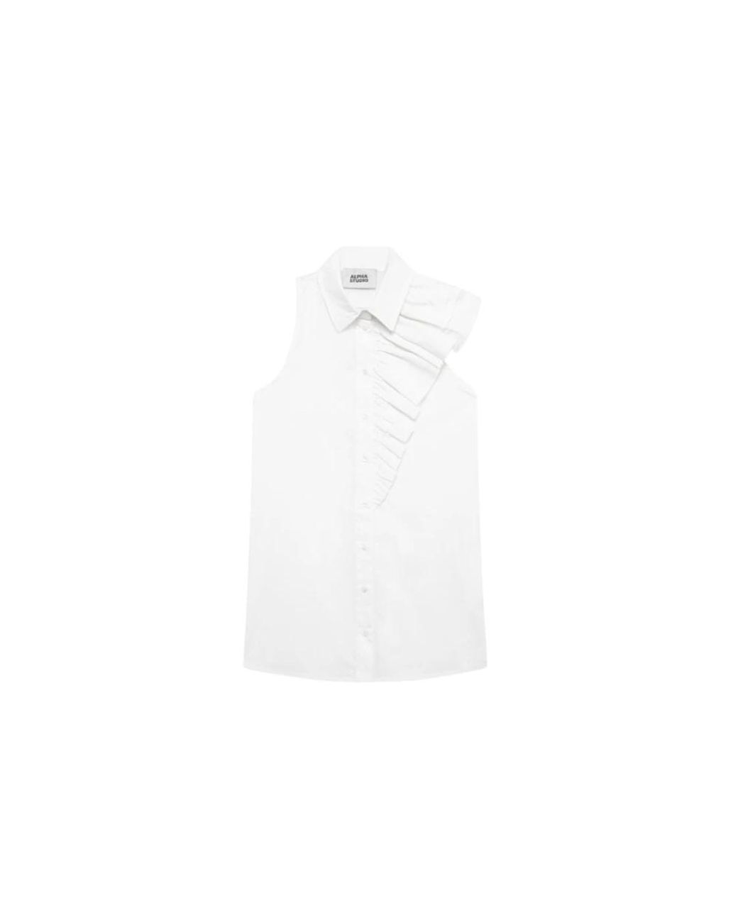 Alpha Studio White Sleeveless Tops