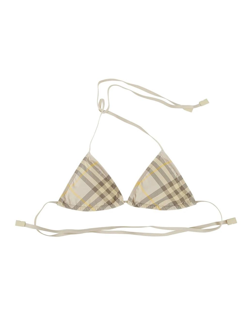 Burberry Check Bikini Top in het White