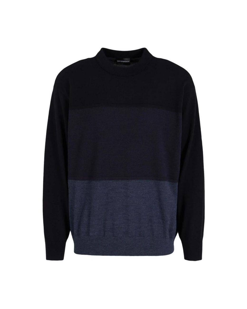 Emporio Armani Blue Round-Neck Knitwear for men
