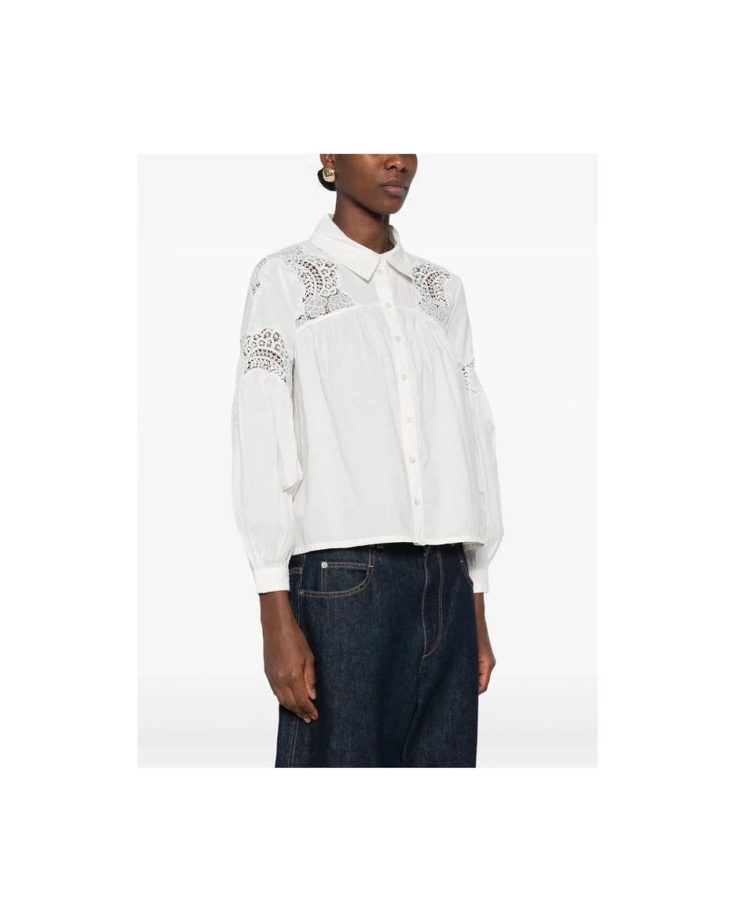Ba&sh White Roseanne Spitzenbluse