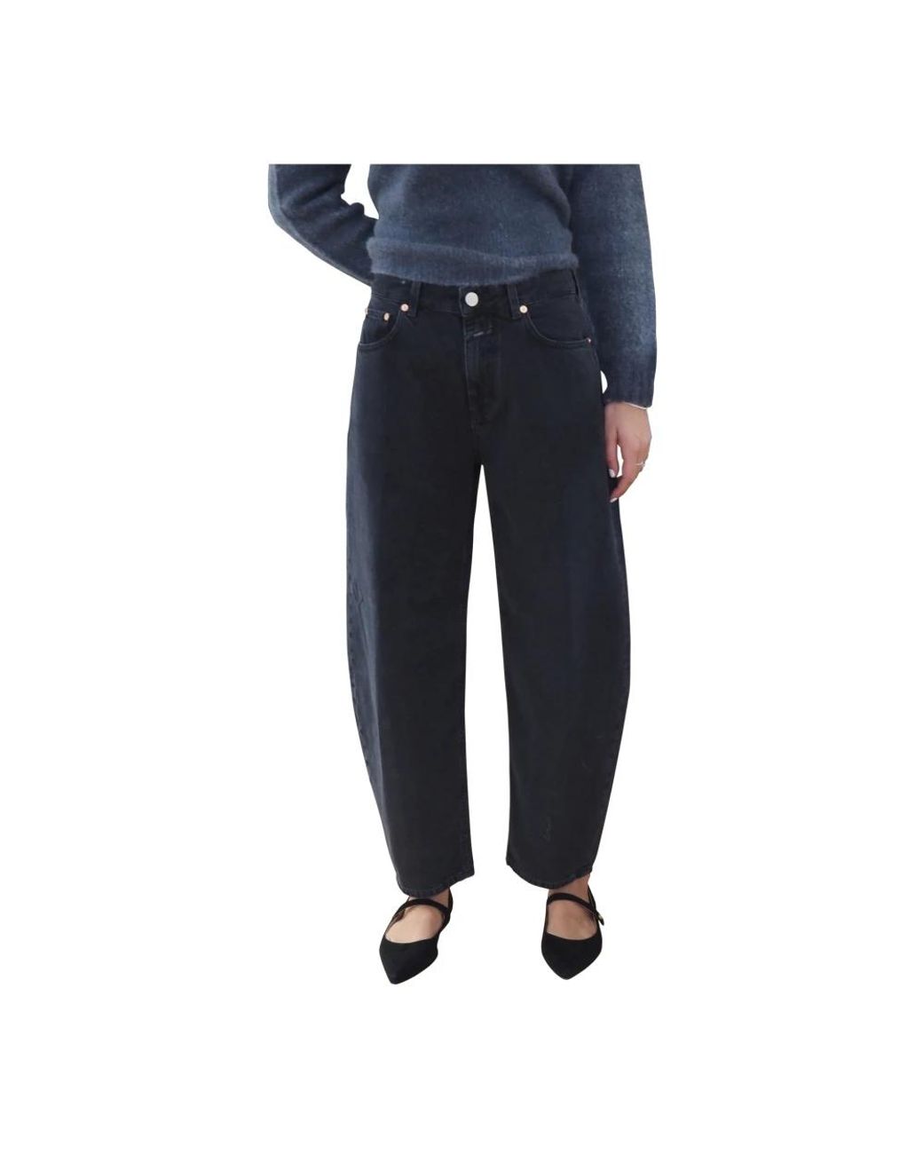 Closed Jeans ,Blauw ,Katoen Zwarte Barrel Fit Cropped Jeans in het Blue