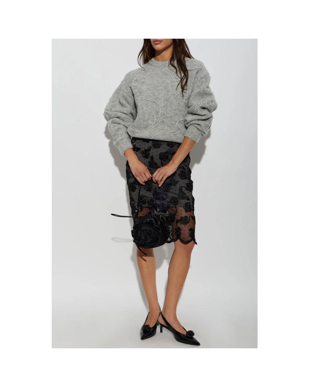 ROTATE BIRGER CHRISTENSEN Gray Round-Neck Knitwear