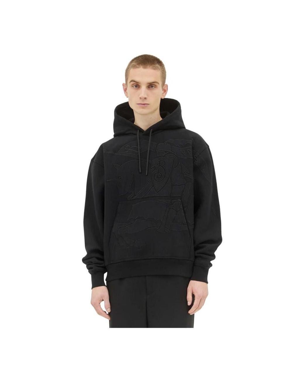 Burberry Hoodies & Sweatvesten ,Zwart ,Katoen Hoodie Met Logo Appliqué in het Black voor heren