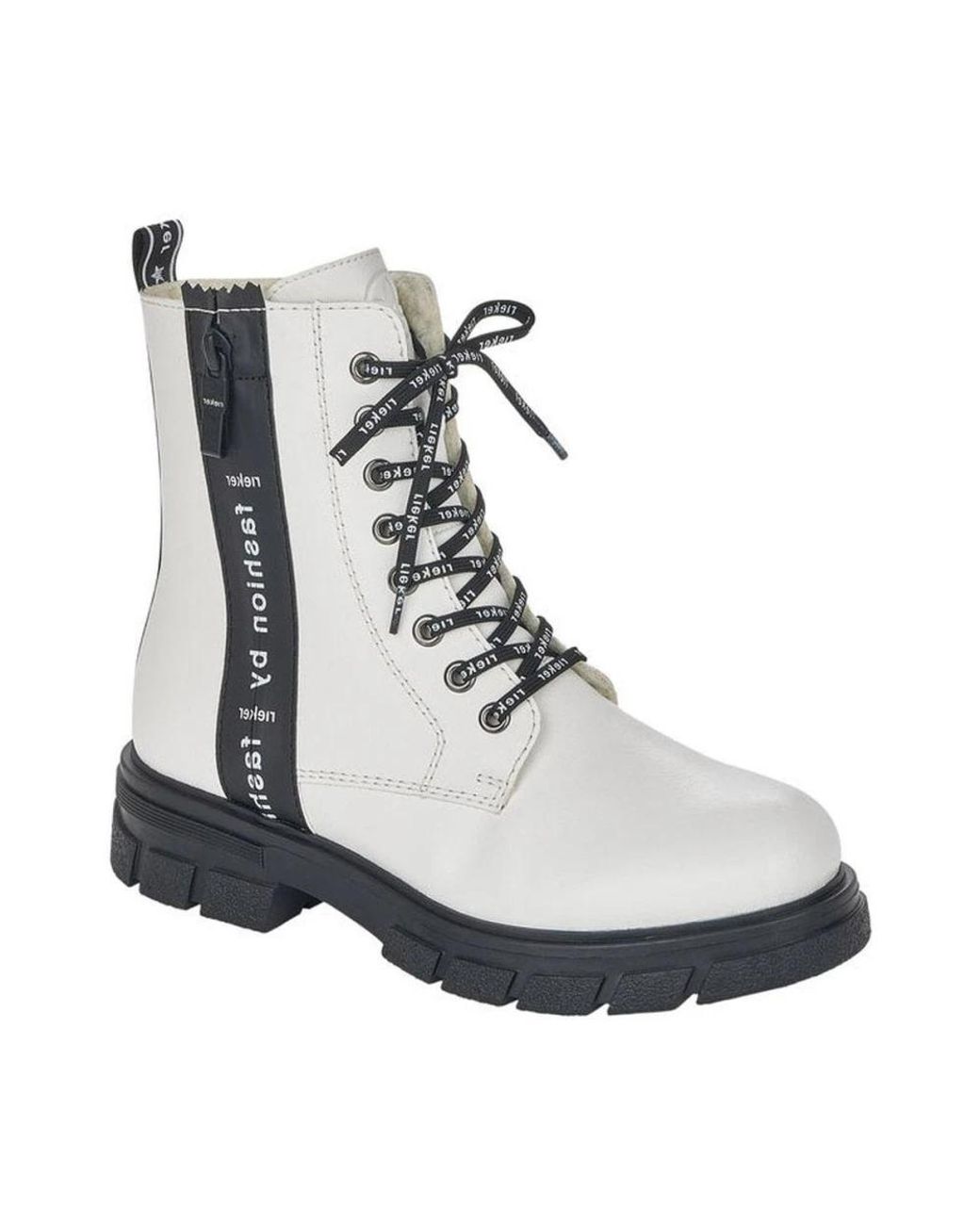 Rieker White Lace-Up Boots