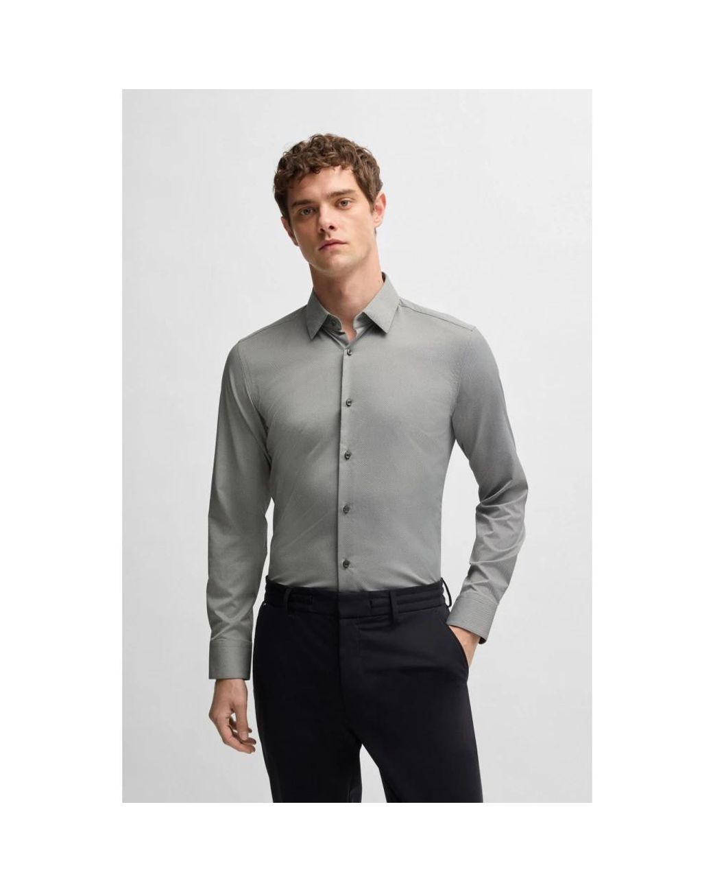 Boss Gray Formal Shirts for men