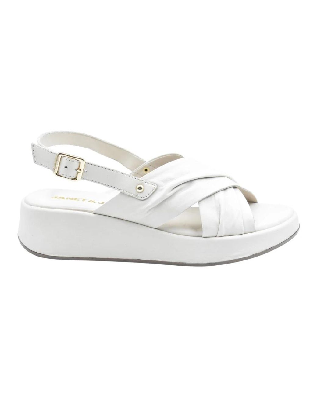 Janet & Janet White Flat Sandals