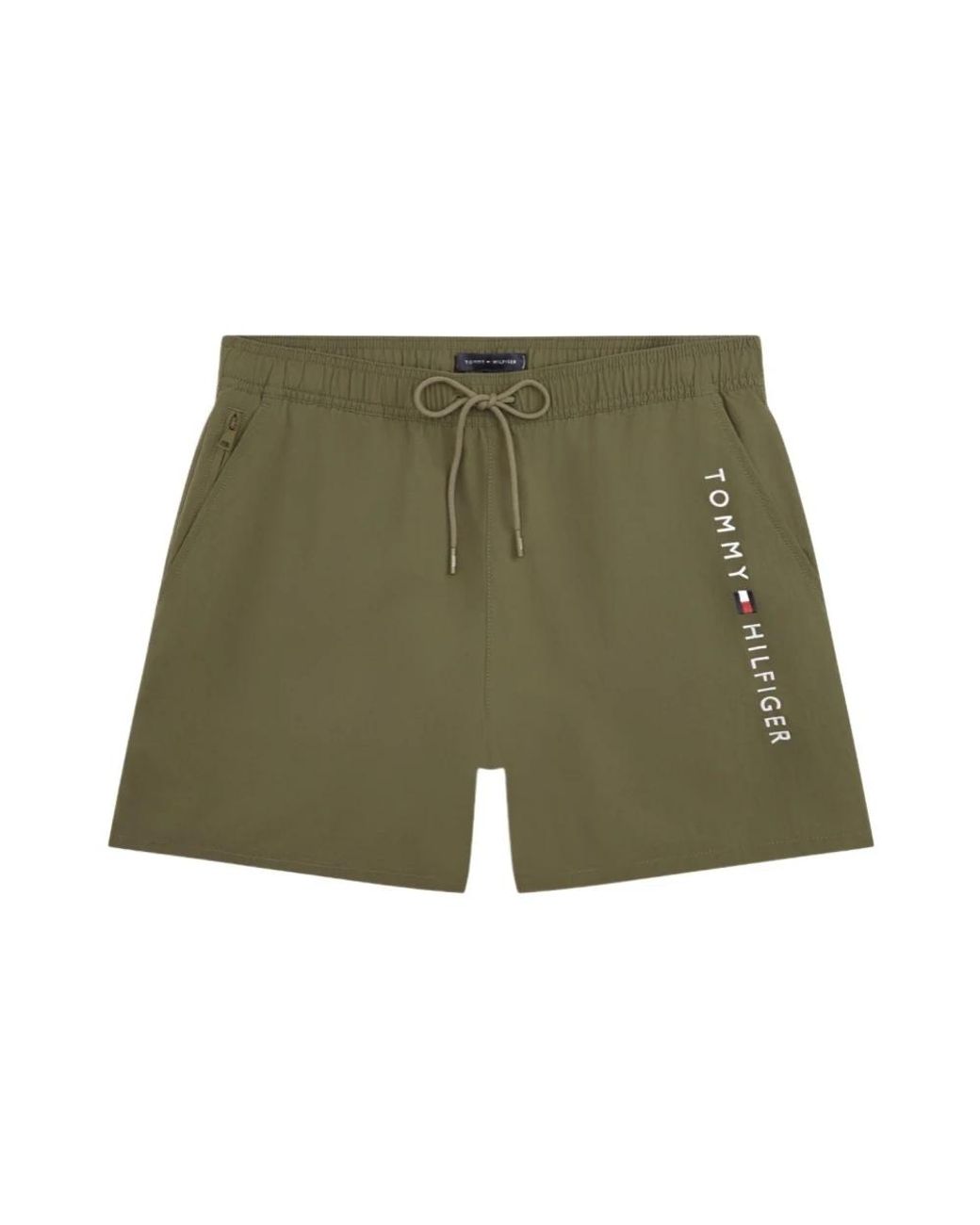 Tommy Hilfiger Badmode ,Groen ,Medium Drawstring Zip Pocket in het Green voor heren