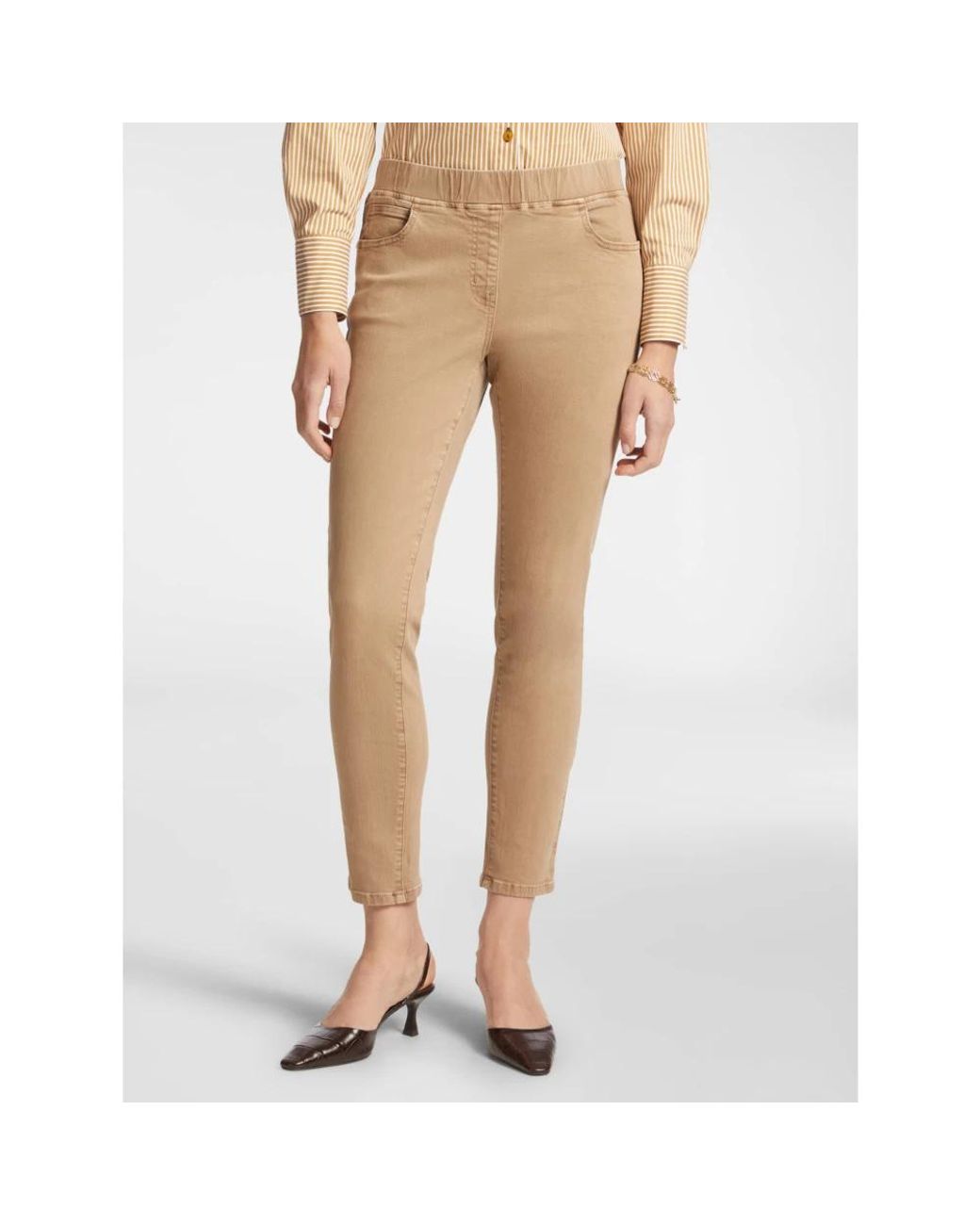 Elena Miro Natural Slim-Fit Trousers