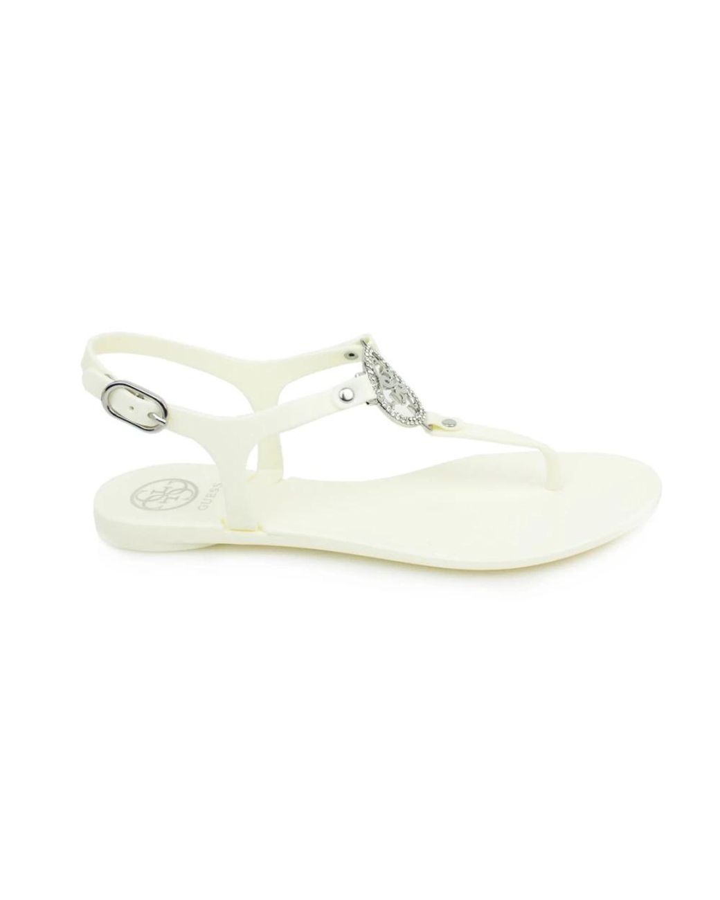 Guess White Flat Sandals