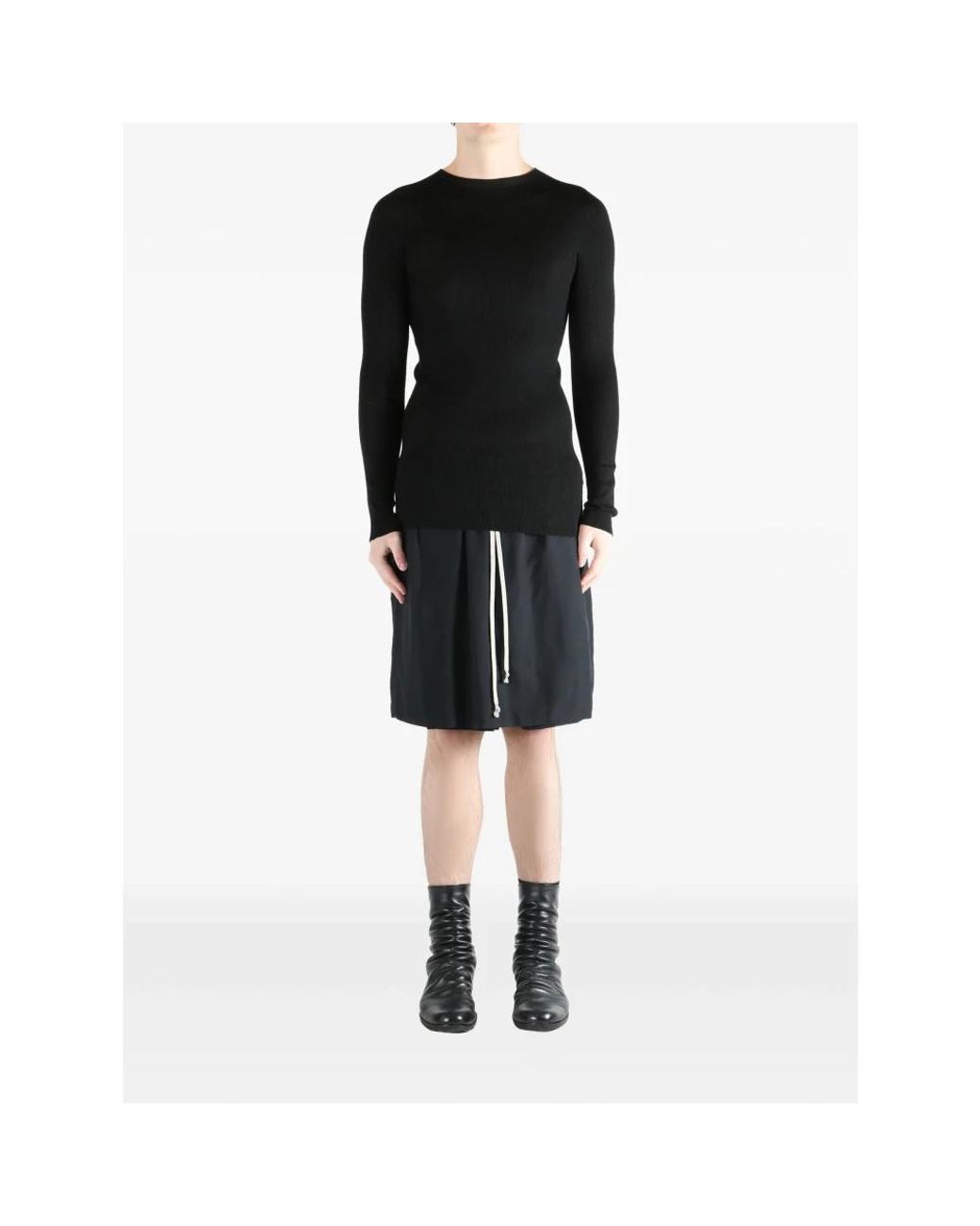 Round-Neck Knitwear Rick Owens de hombre de color Black