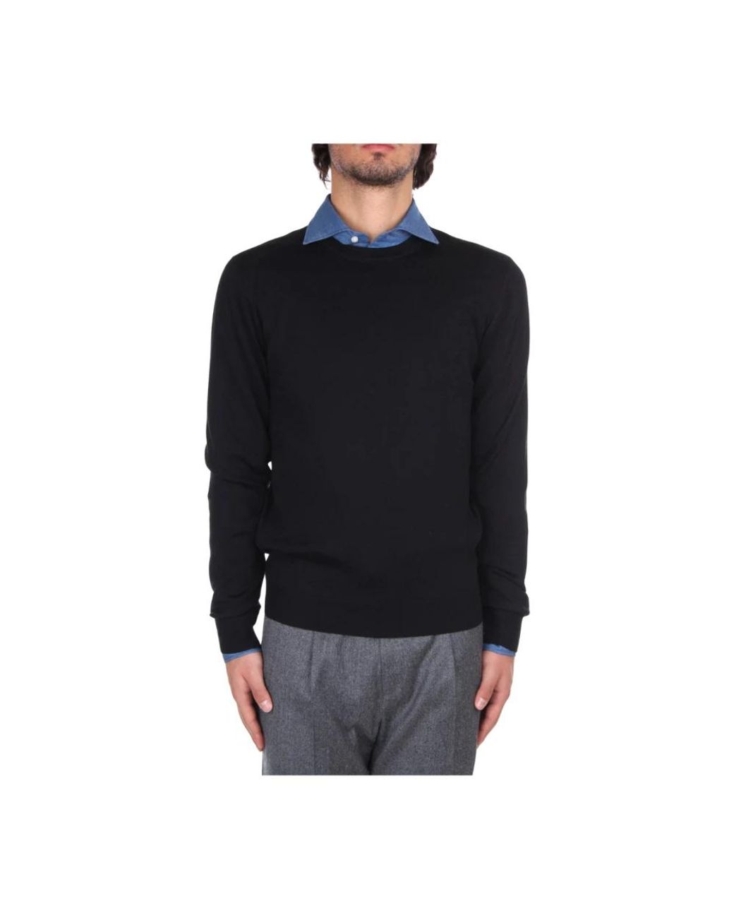 Mauro Ottaviani Black Round-Neck Knitwear for men