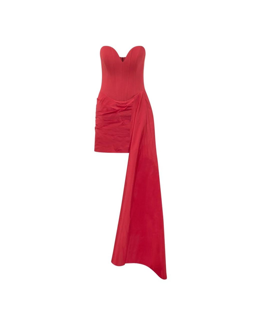 Rebecca Vallance Red Zarya Strapless Draped Bustier Mini Dress