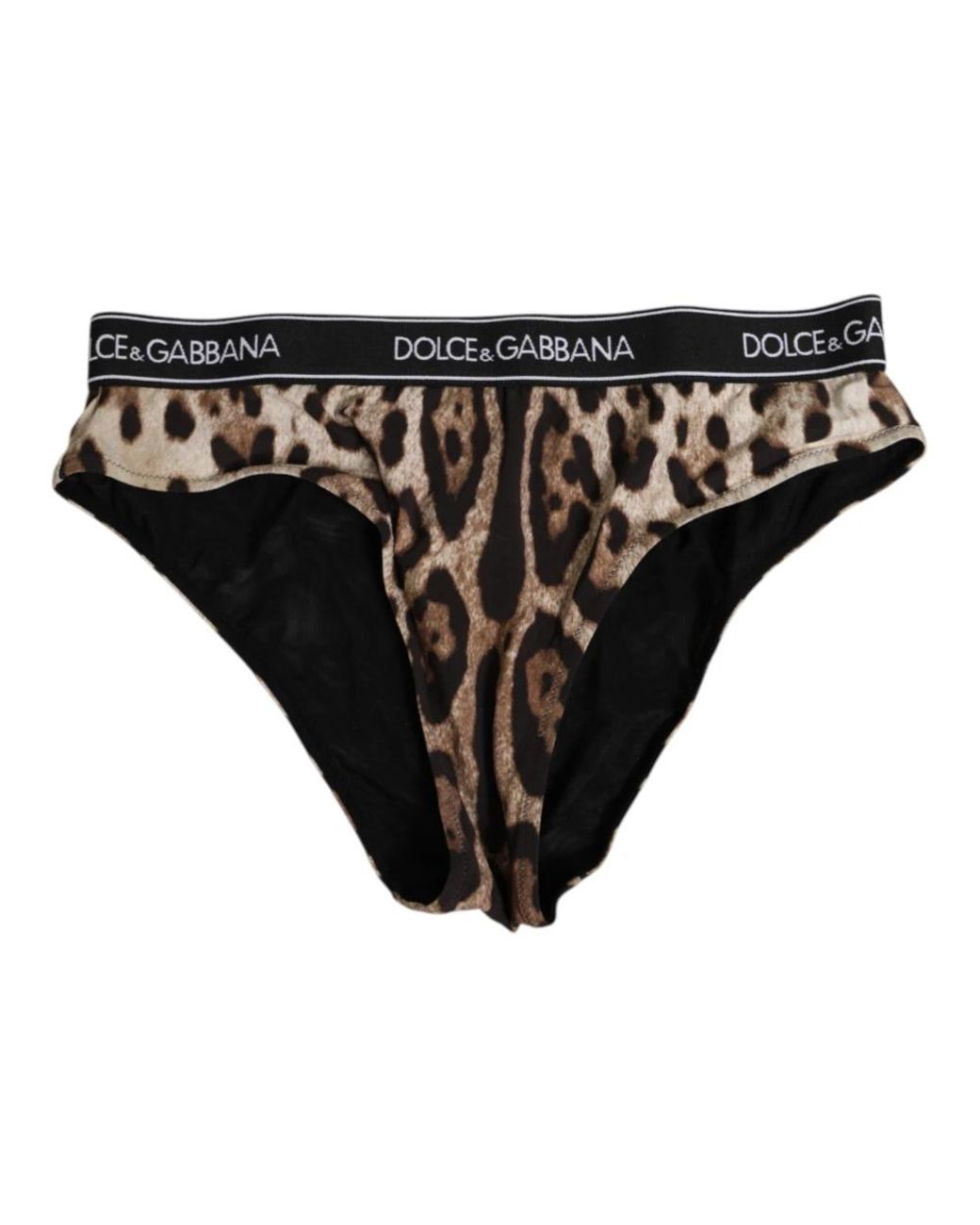 Dolce & Gabbana Ondergoed ,Bruin ,Luipaard Hoge Taille Slip Ondergoed in het Black