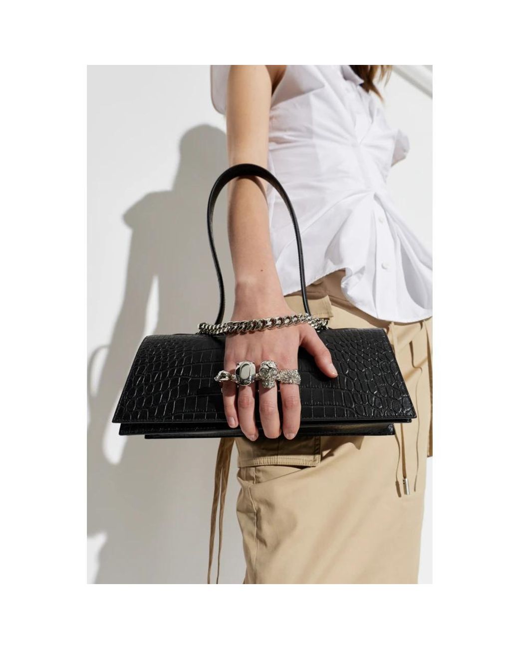 McQueen Black Handbags