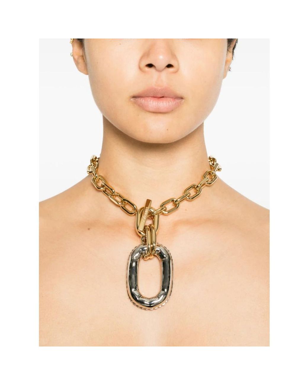 Rabanne Metallic Toggle Bar Necklace