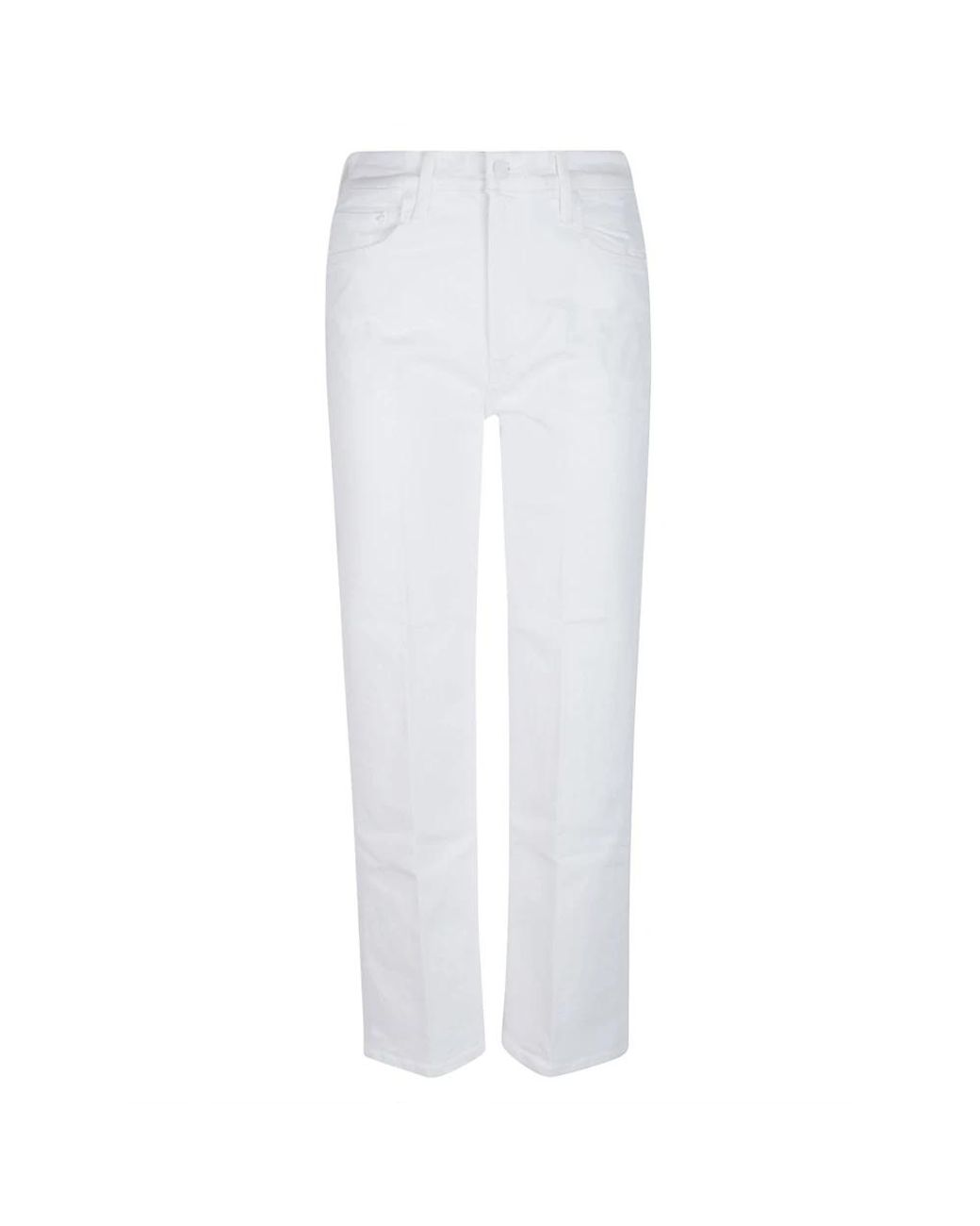 Mother White Straight Fit Jeans