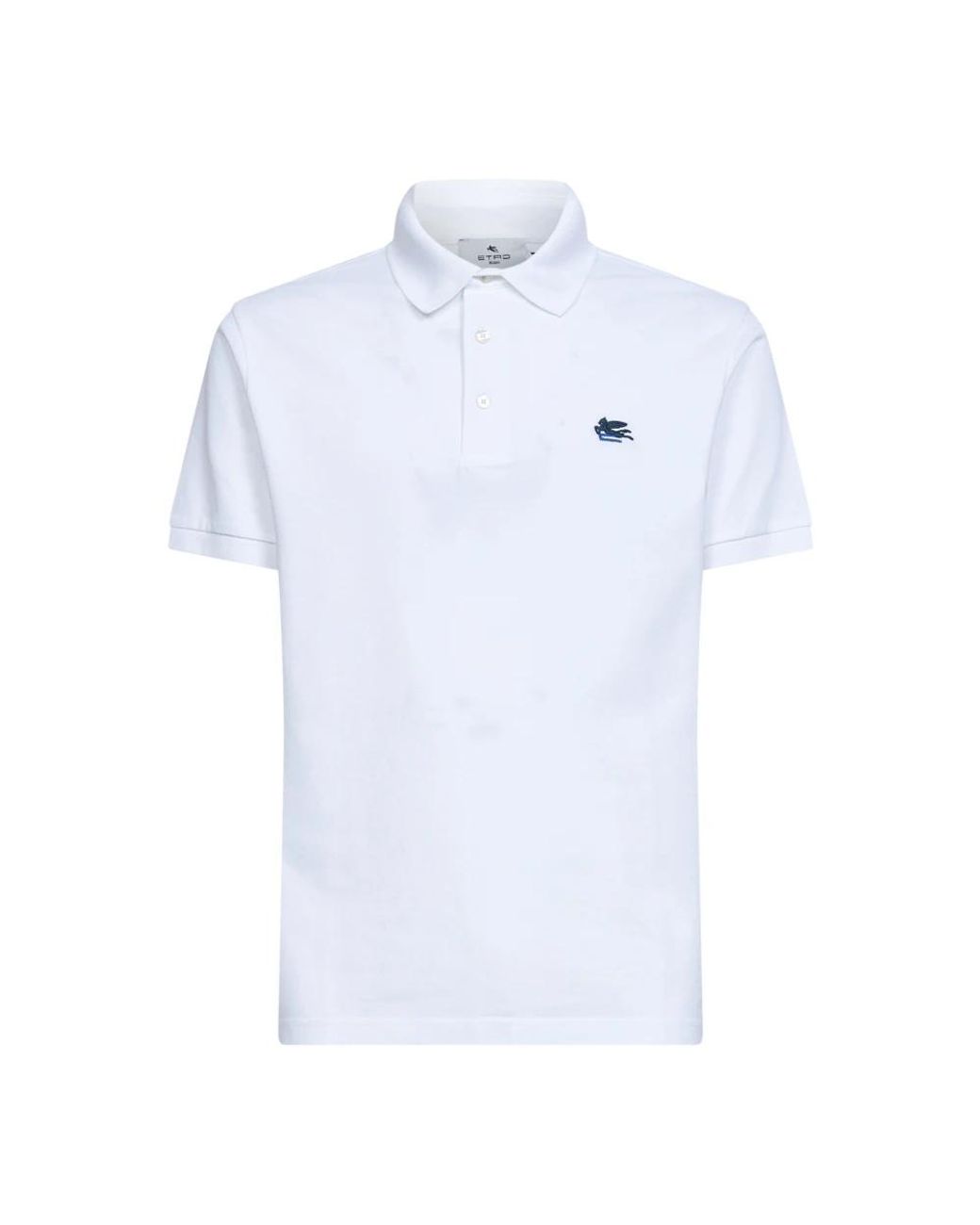 Etro Tops ,Wit ,Katoen Piqué Polo Shirt Van Katoen Met Pegaso-Borduursel in het White voor heren