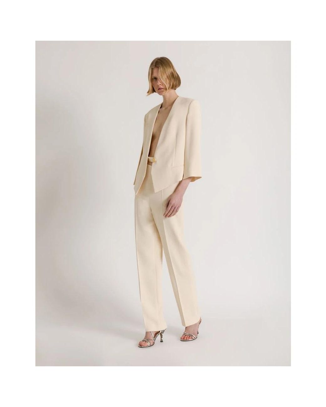 Alberta Ferretti White Straight Trousers