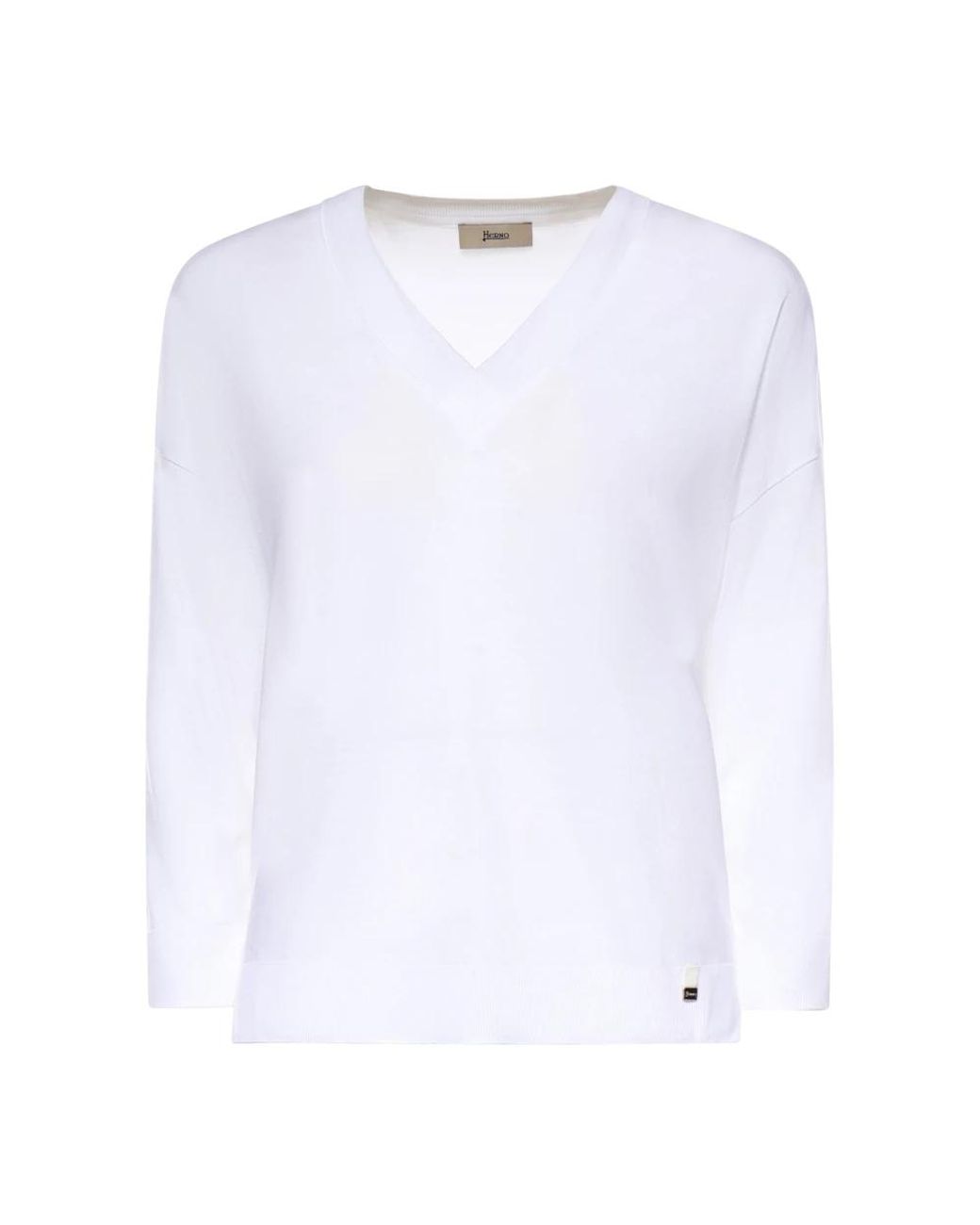 Herno White V-Neck Knitwear