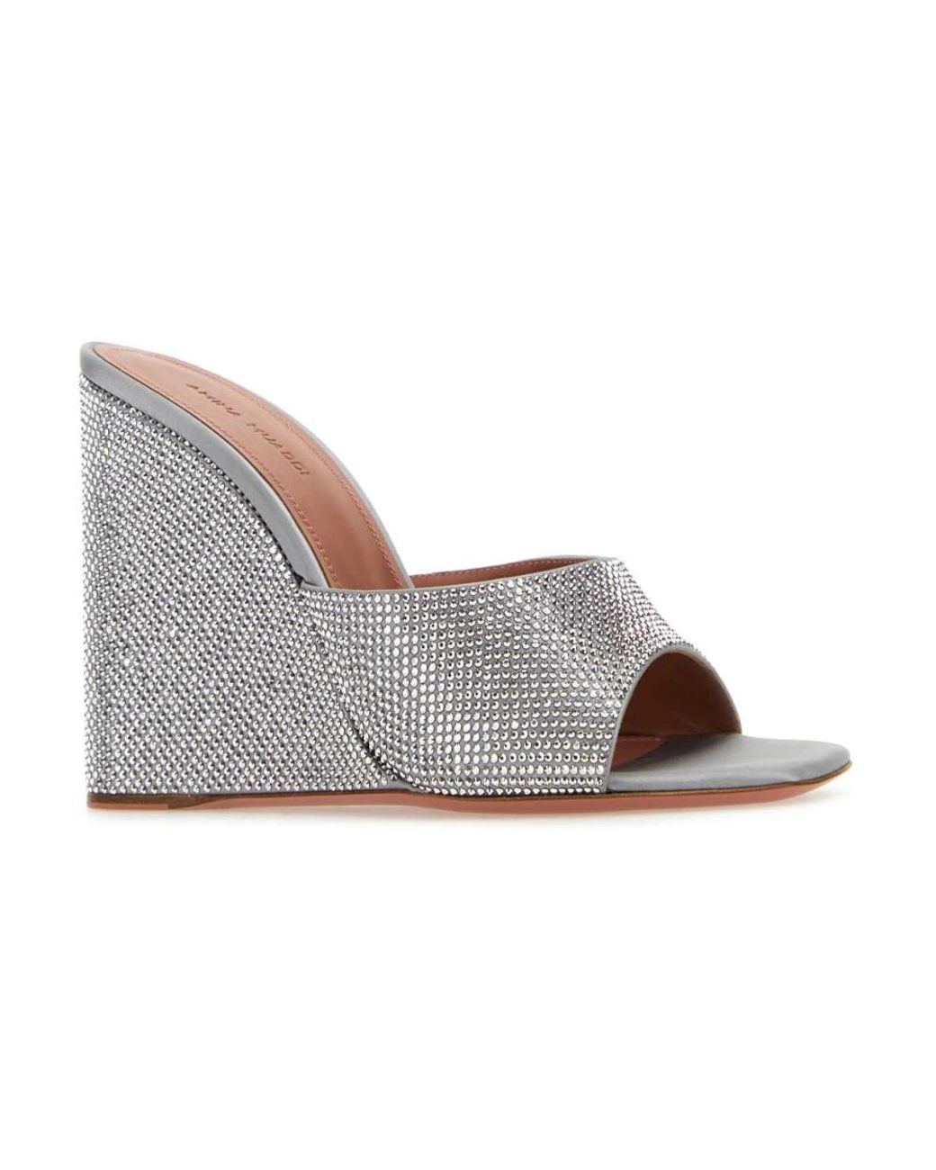 AMINA MUADDI Gray Heeled Mules