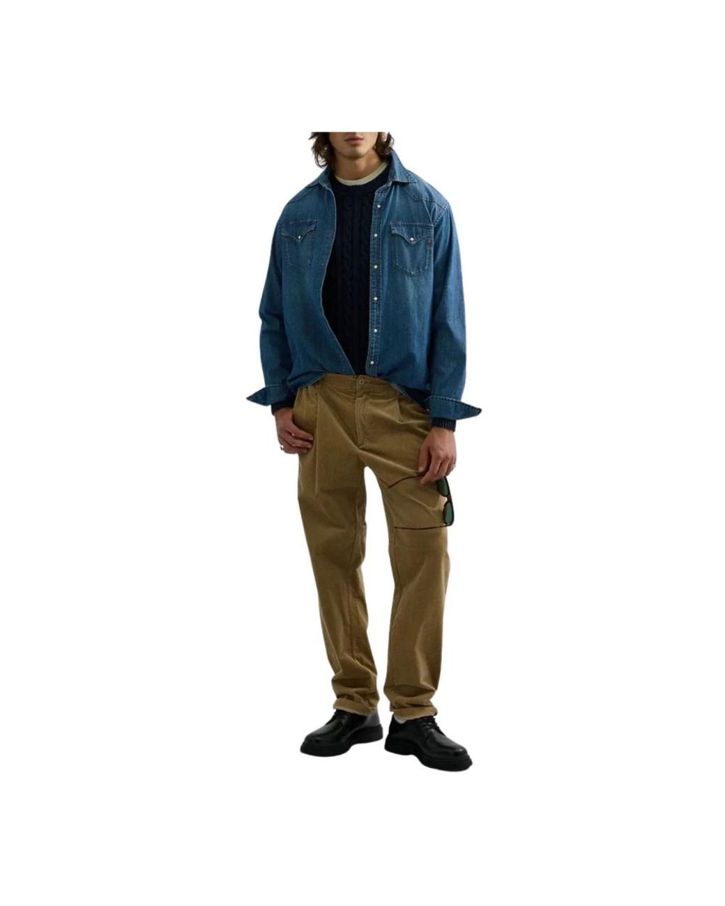 Replay Blue Round-Neck Knitwear for men