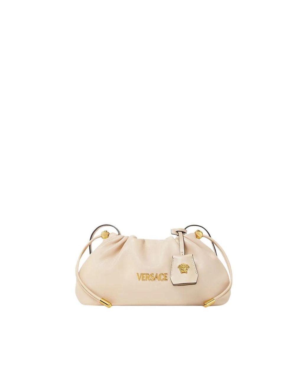 Versace Tassen ,Wit ,Leer Tag Nappa Mini Bag in het Natural