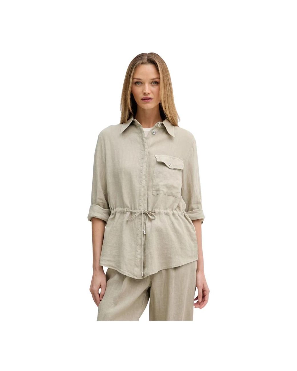 MARC AUREL Natural Oversized Leinenhemd