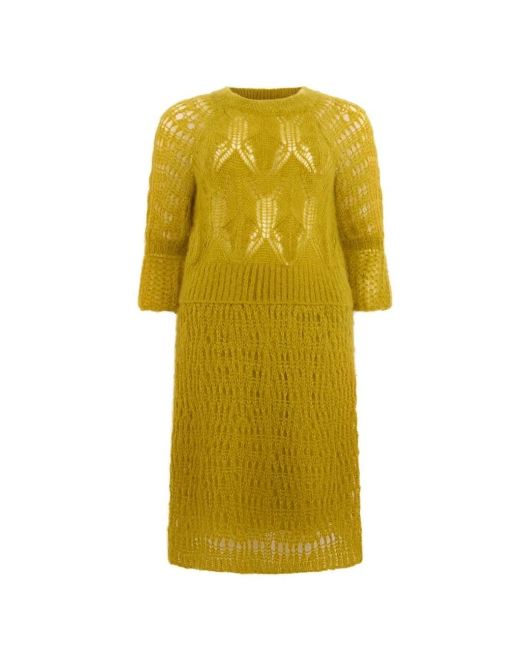 Alberta Ferretti Yellow Knitted Dresses
