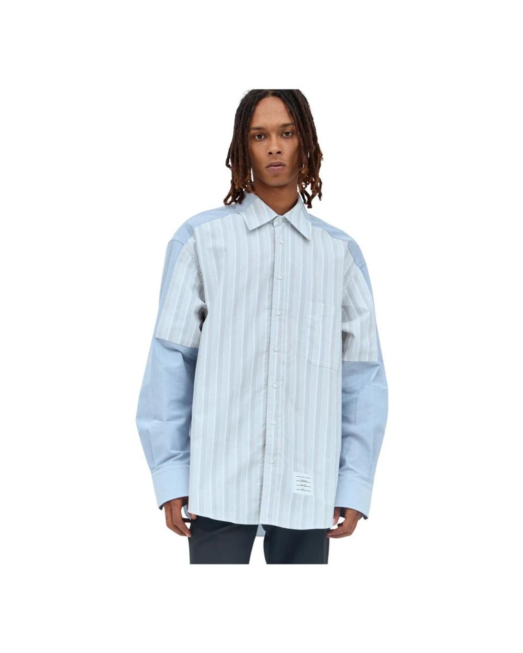 Thom Browne Oversized Gestreept Shirt in het Blue voor heren