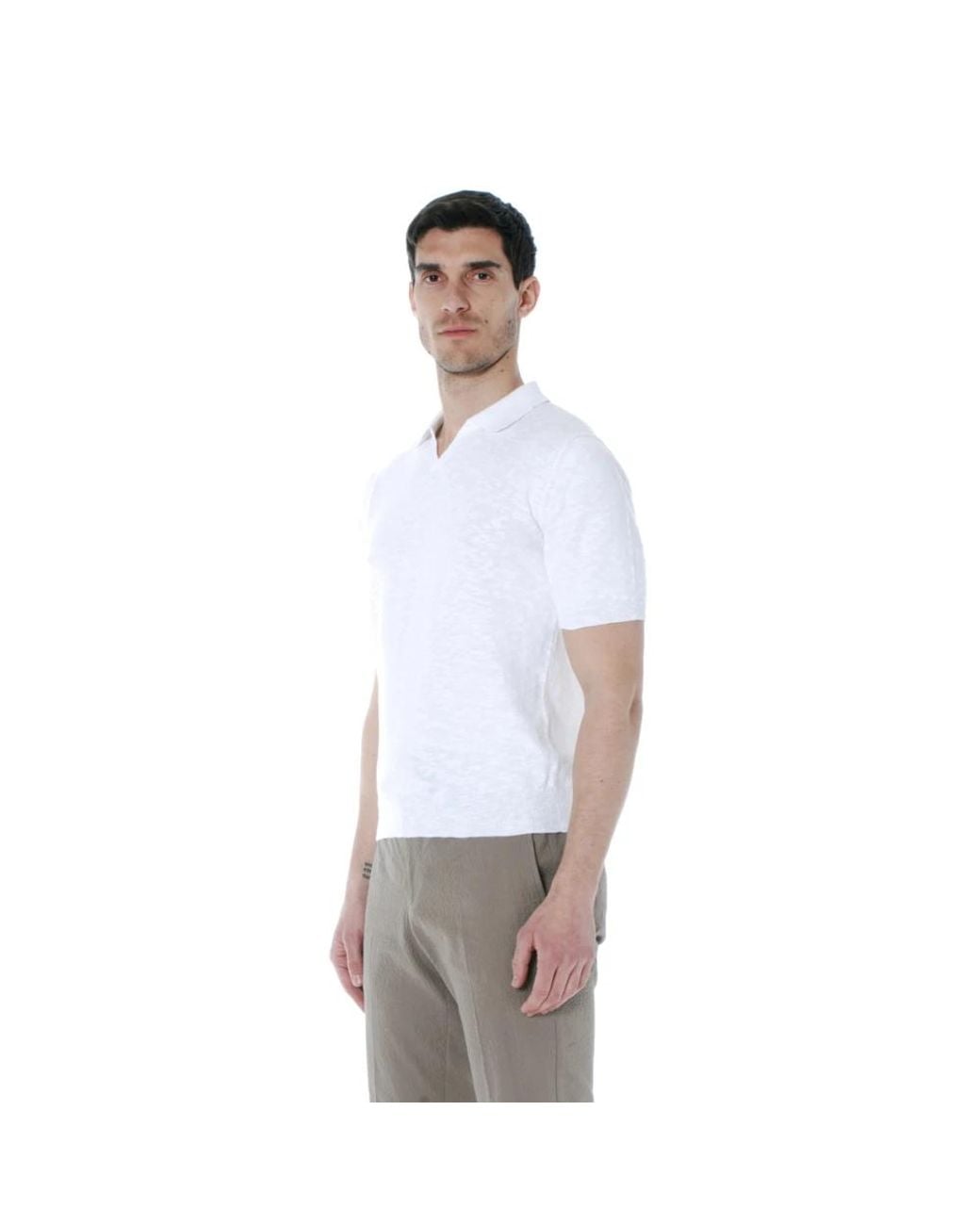 Irish Crone White V-Neck Knitwear for men