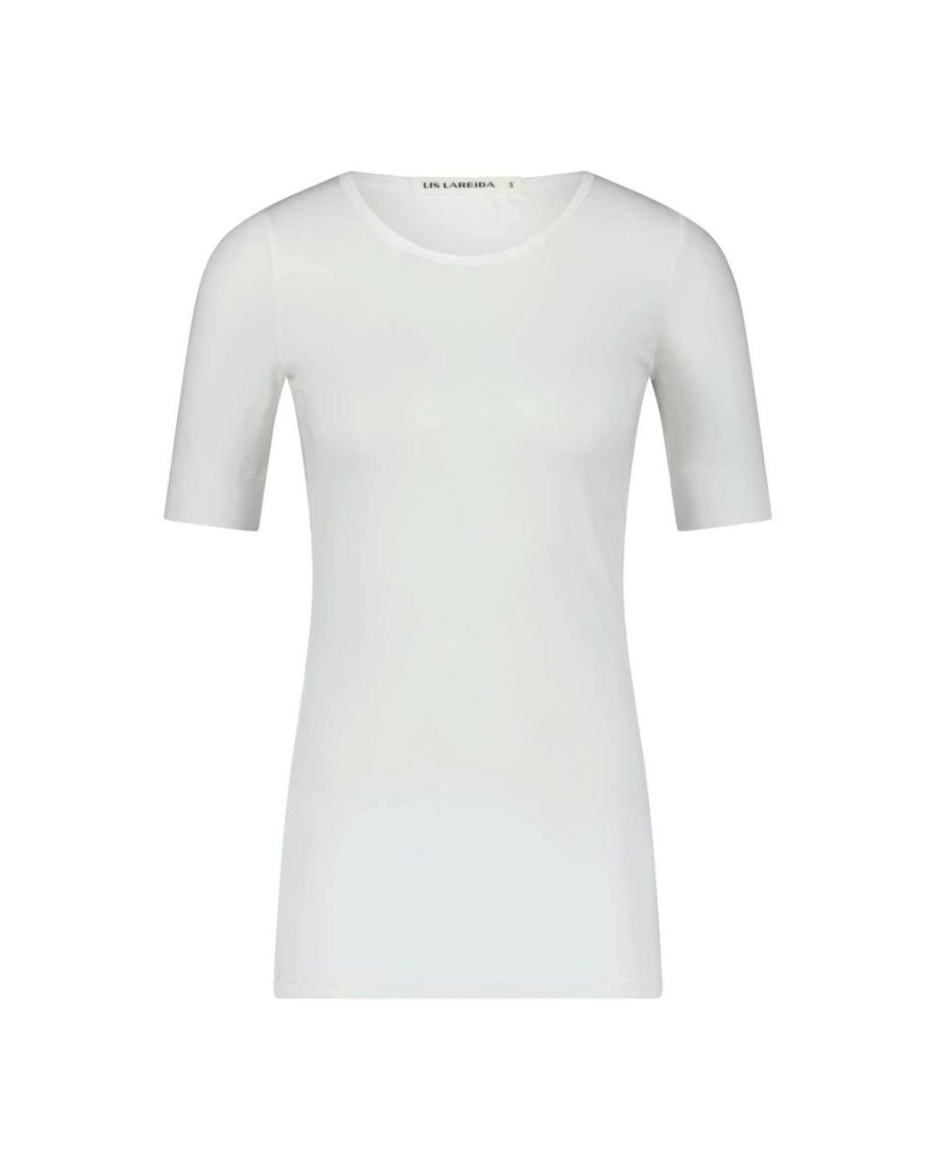 Lis Lareida Tops ,Wit ,Katoen Katoenen T-Shirt Slim Fit Ronde Hals in het Gray