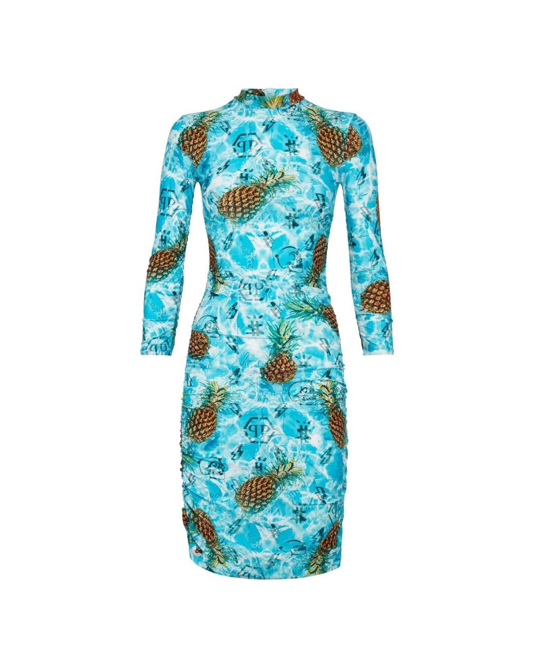 Philipp Plein Kleedjes ,Veelkleurig ,Short Dress Pineapple Skies in het Blue