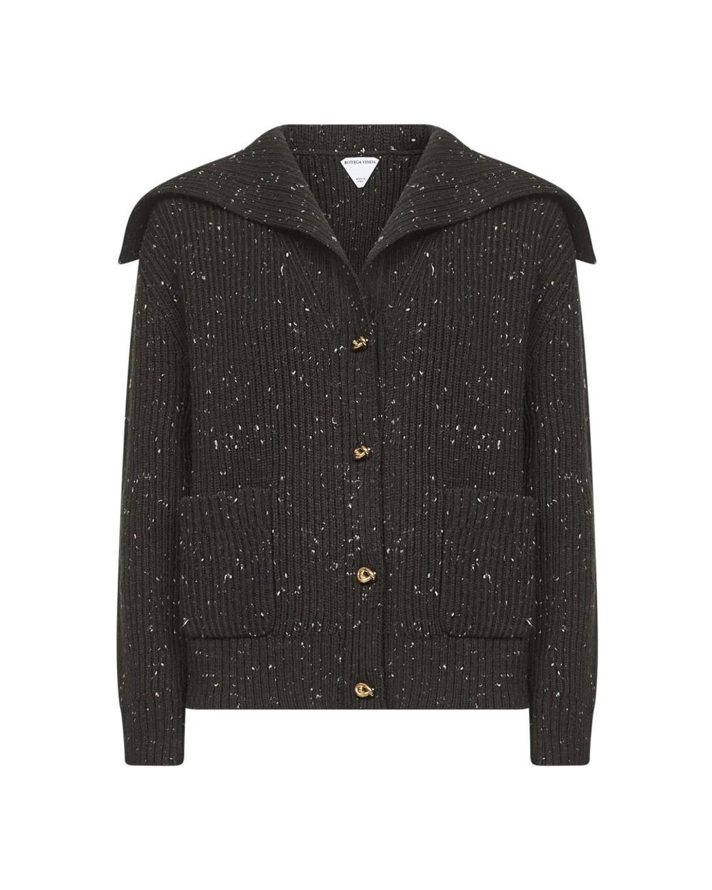 Bottega Veneta Truien & Vesten ,Bruin ,Wol Gouden Knoop Sweater Fondant in het Black