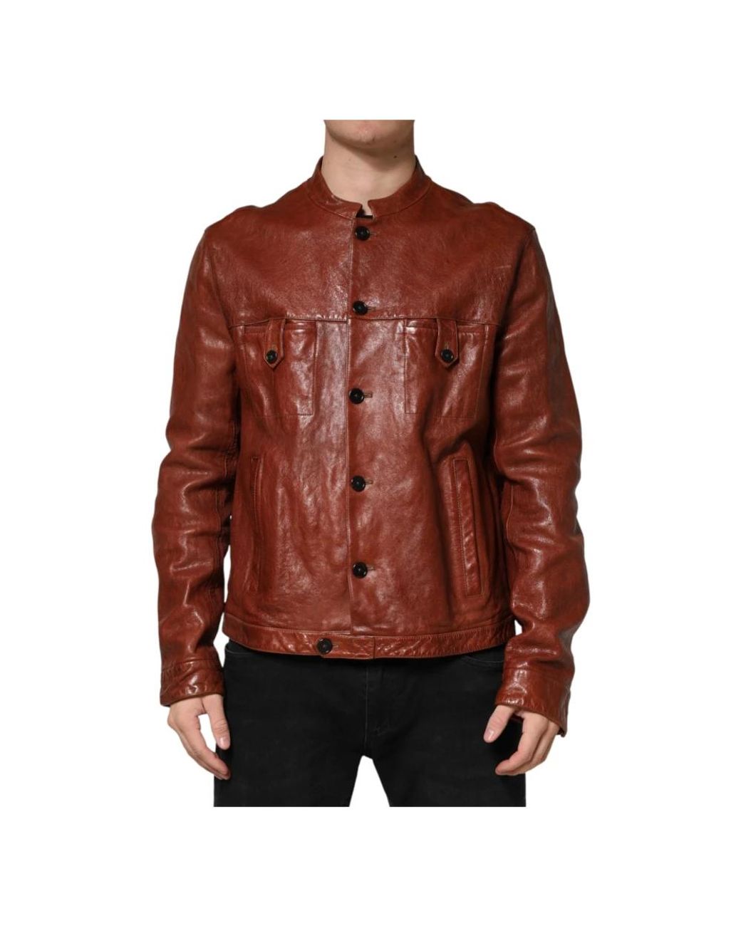 Dolce & Gabbana Button Down Biker Jacket in het Brown voor heren