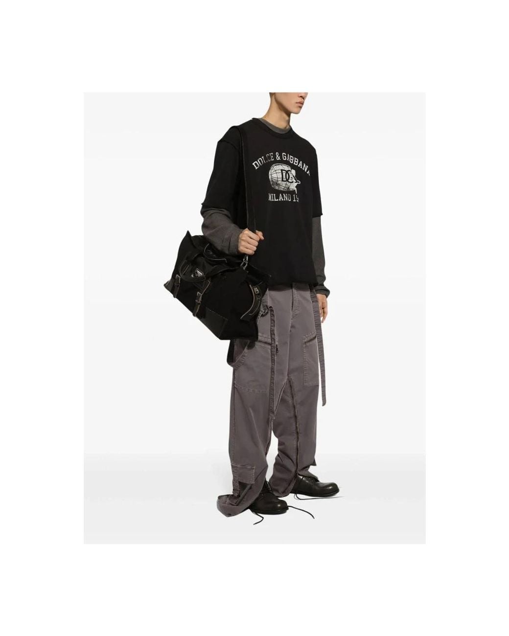 Dolce & Gabbana Gray Round-Neck Knitwear for men