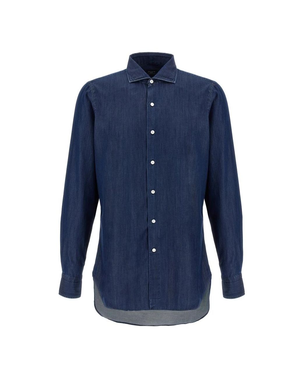 Finamore 1925 Blue Denim Shirts for men