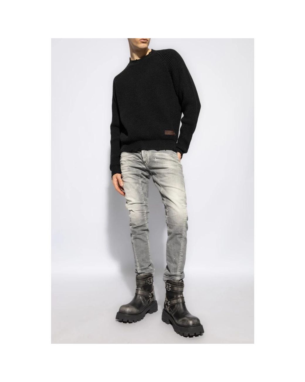 DSquared² Black Round-Neck Knitwear for men
