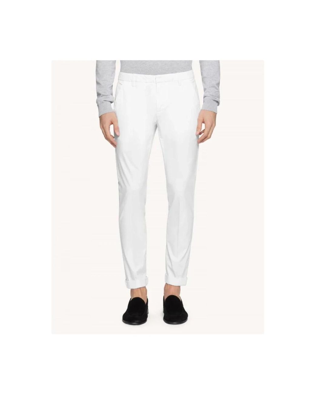 Dondup White Straight Trousers for men