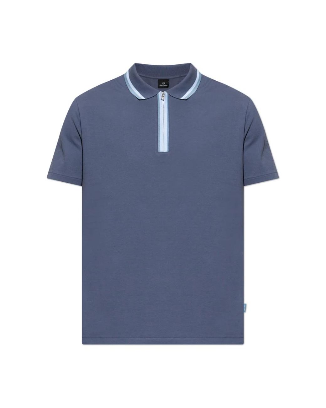 Paul Smith Quarter Zip Poloshirt in het Blue voor heren