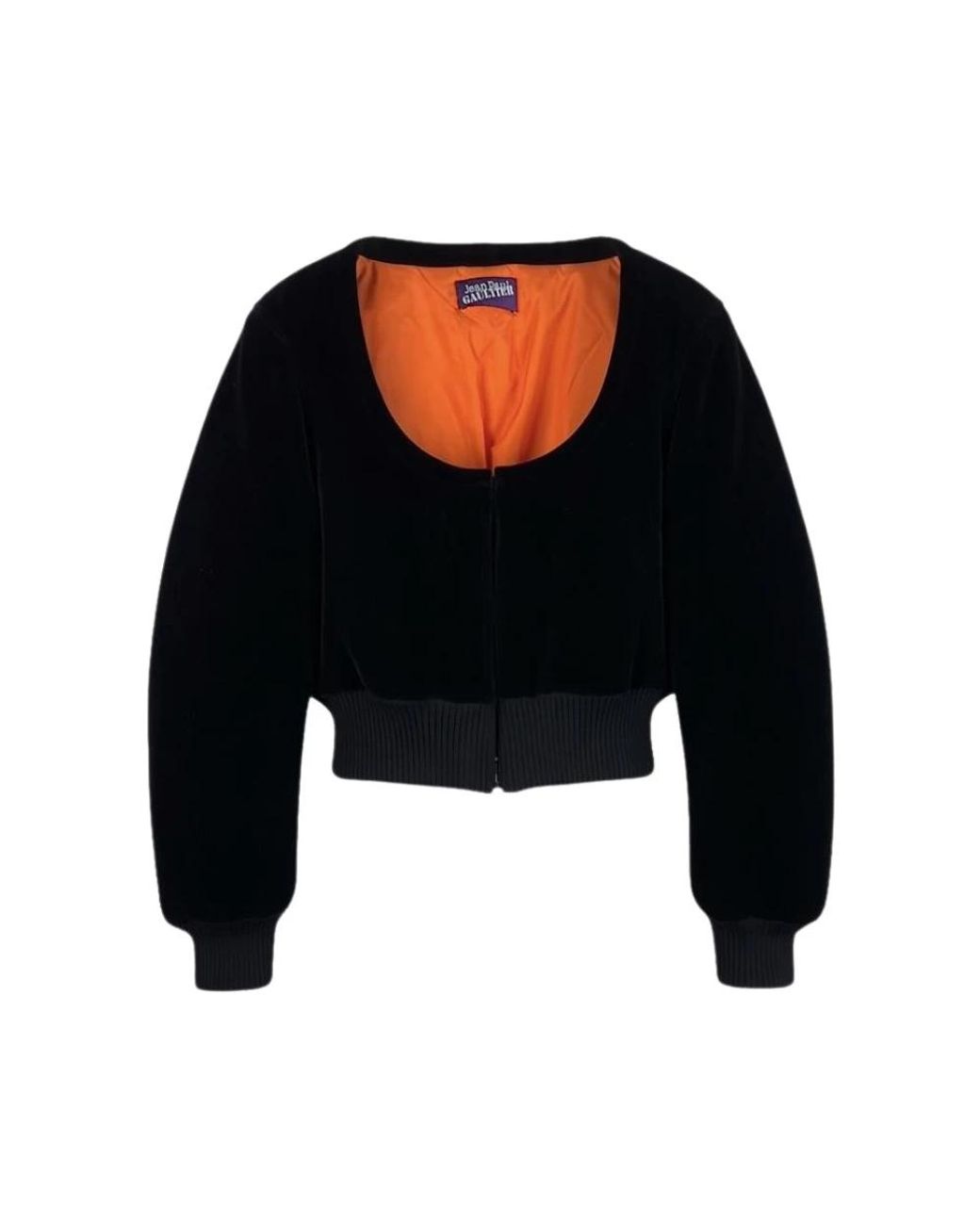 Jean Paul Gaultier Black Boxy-Fit Cropped Bomber Jacket