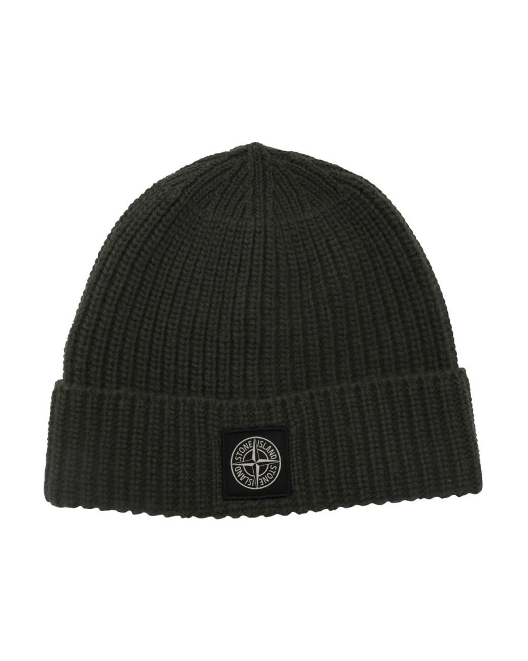Cappello in lana muschiata a coste di Stone Island in Black da Uomo