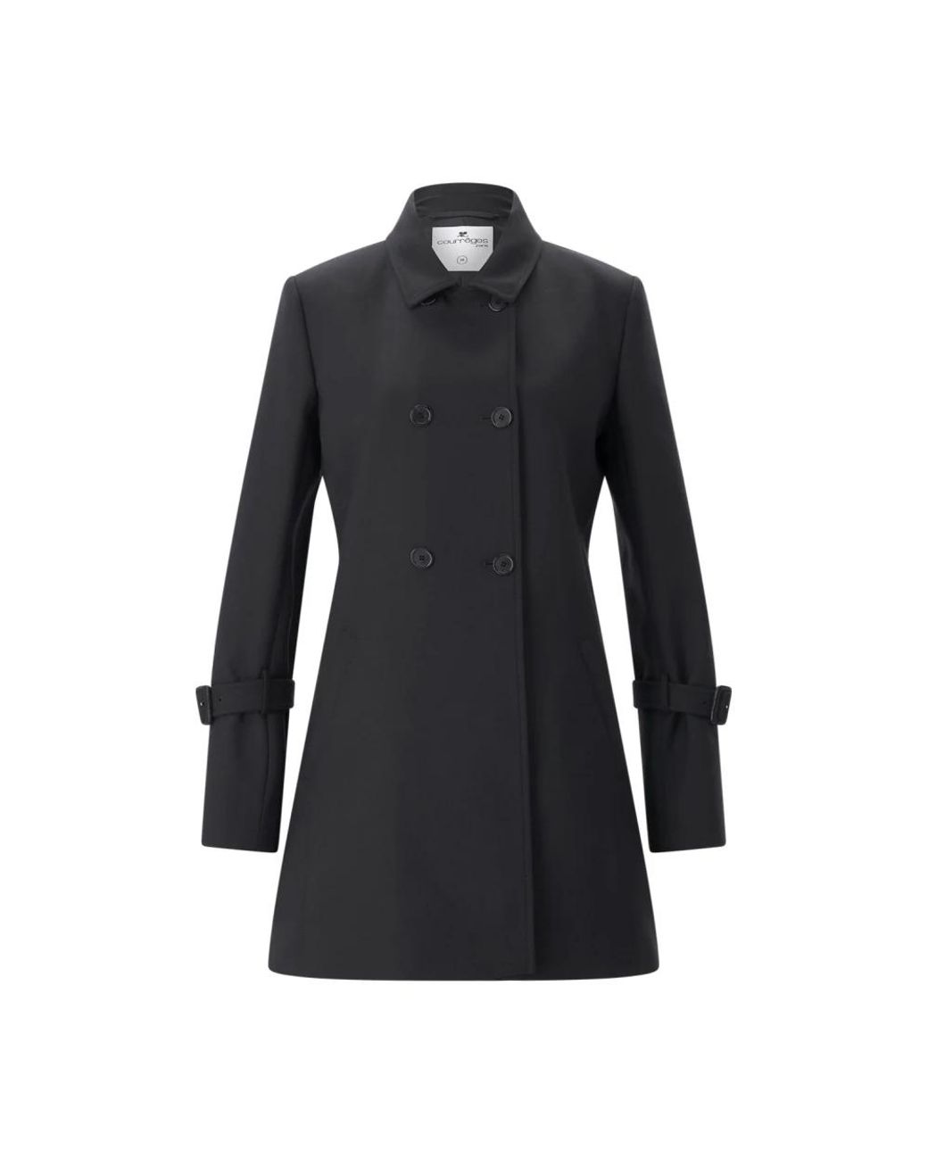 Double-Breasted Coats Courreges de color Black