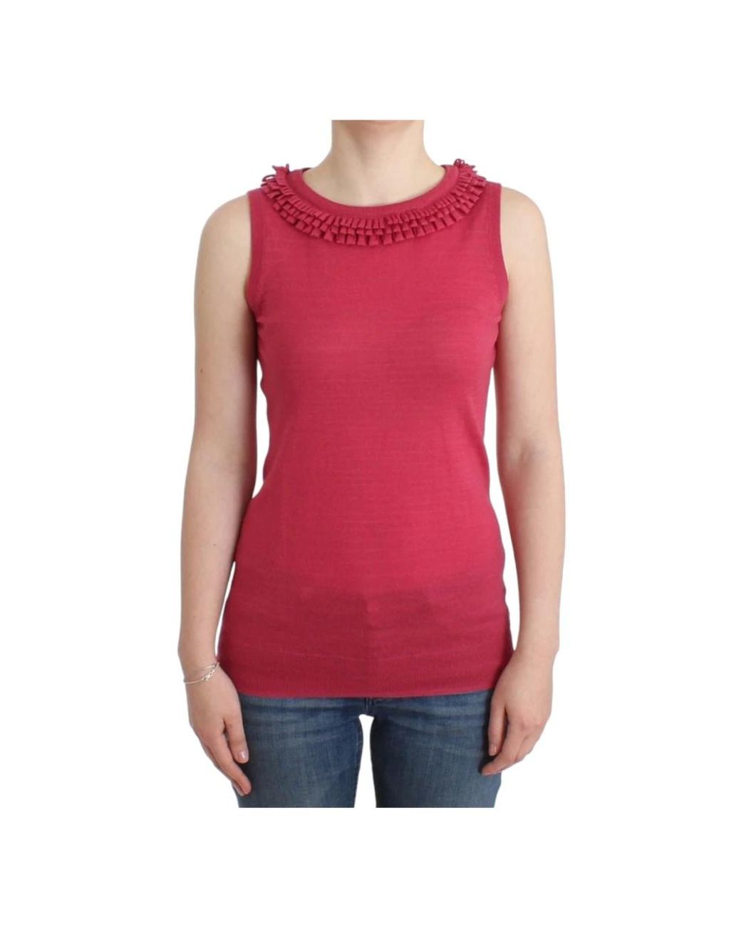 John Galliano Red Sleeveless Tops