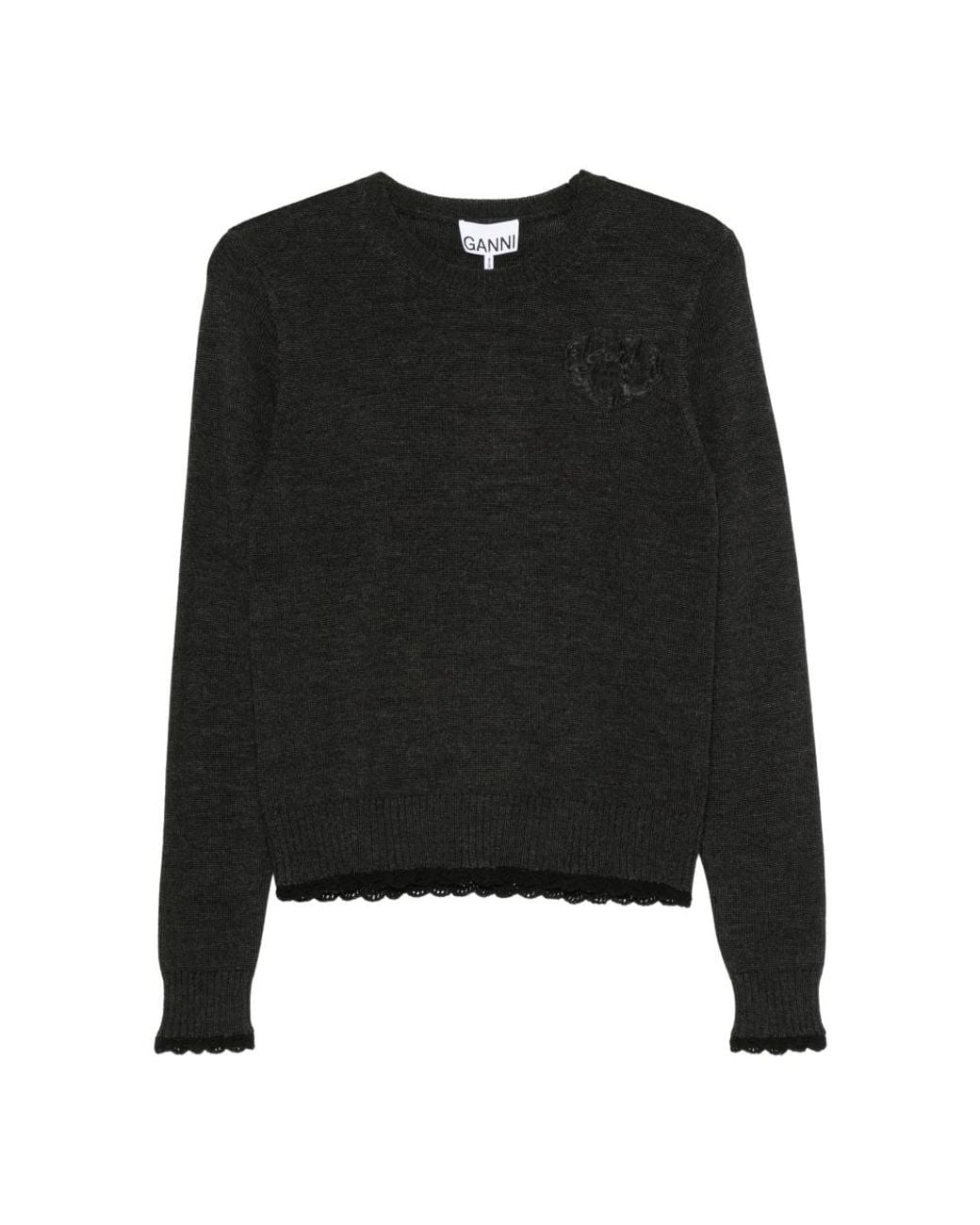 Ganni Black Round-Neck Knitwear