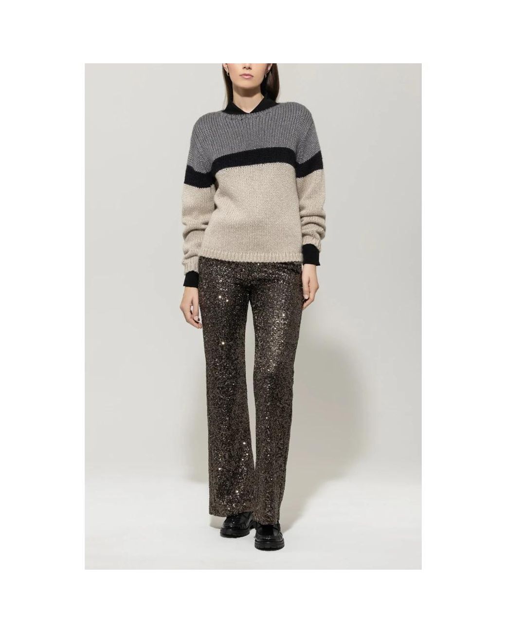 Round-Neck Knitwear Luisa Cerano en coloris Gray