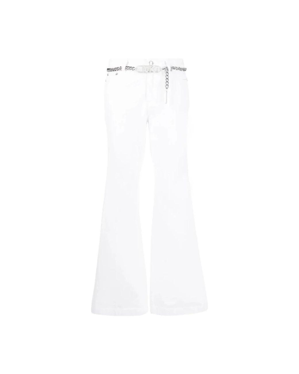 Michael Kors Jeans ,Wit ,Denim Witte Flare Chain Belt Denim Jeans in het White