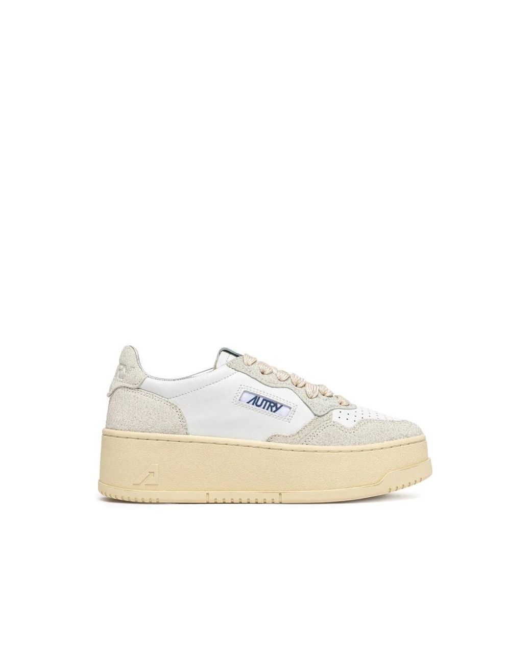 Autry Schoenen ,Wit ,Leer Lage Top Witte Leren Sneakers in het Natural