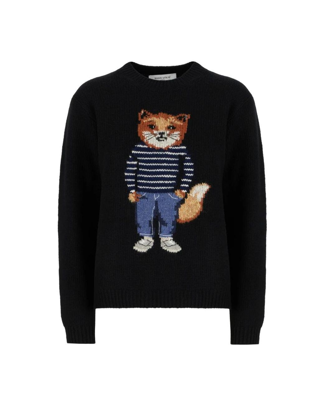 Maison Kitsuné Black Round-Neck Knitwear